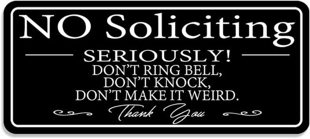 Product image of No Soliciting Sign for Home/Office, Modern Design 9x4 Inch Acrylic Sign, Self-Adhesive