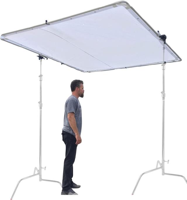 Product image of Glide Gear BFS 100 Butterfly Scrim – 4x4, 6x6, 8x8 Diffuser – 3 Nylon Silks, Quick-Setup Frame, C-Stand Clamps Included