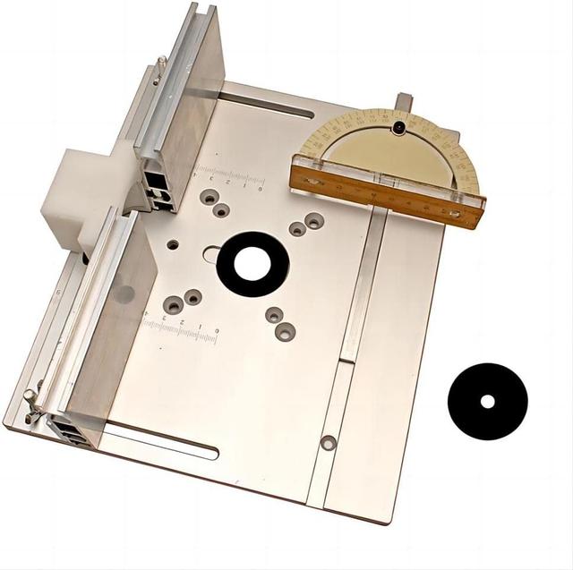 Product image of Aluminium Router Table Insert Plate,Woodworking Benches Router Flip Plate with Miter Gauge Guide Aluminium Fence Sliding Brackets,Multifunctional Trimming Engraving Table(silver),051