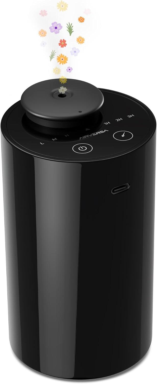 Product image of Waterless Diffuser for Essential Oil, Battery Operated Nebulizer, 0.7 Fl.Oz./ 20mL Capacity, Mini Scent Air Machine, 3 Countdown Timers & 3 Mist Levels for Home, Room, Car, Office - AN6 Black