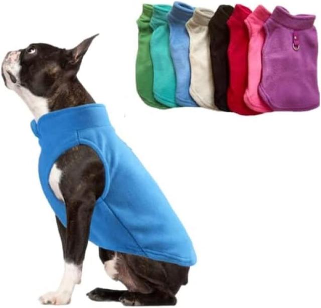 Product image of JACKO & CO - Fleece Vest Sweater with Leash Ring - Soft Lightweight Breathable for Puppies Small Medium Dogs, Kitten, Cats, Chihuahua - Warm for Fall/Autumn/Winter (Blue, Large 10-16lbs)