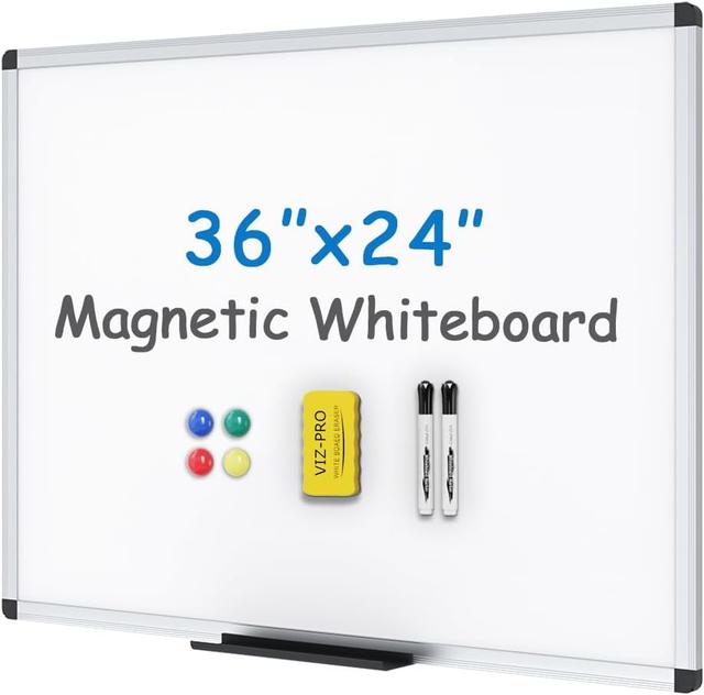 Product image of VIZ-PRO Magnetic Whiteboard/Dry Erase Board, 36 X 24 Inches, Includes 1 Eraser & 2 Markers & 4 Magnets