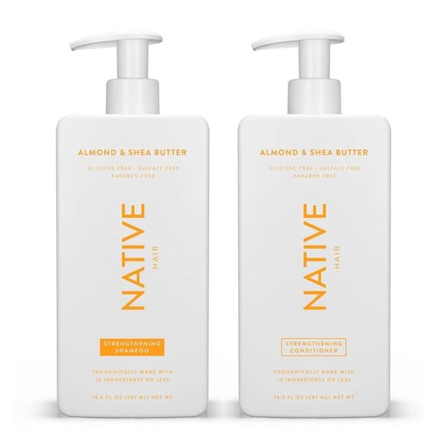 Product image of Native Shampoo and Conditioner Contain Naturally Derived Ingredients| All Hair Type Color & Treated, Fine to Dry Damaged, Sulfate & Dye Free - Almond & Shea Butter, 16.5 fl oz each (2 pack)