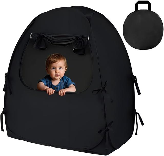 Product image of Akiky Blackout Tent Crib Pop Up Tent Mini Crib and Pack N Play Tent Travel Crib Tent,Blackout Canopy Crib Cover, Sleep Pod for Kids Toddler Baby
