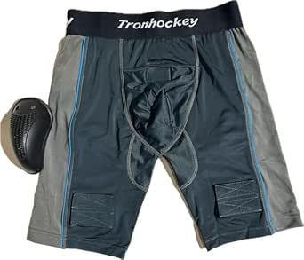Product image of Generic Men's Compression Fit Ice Hockey Mesh Jock Shorts with Cup (Senior-XL) Dark Green/Grey, X-Large Big Long