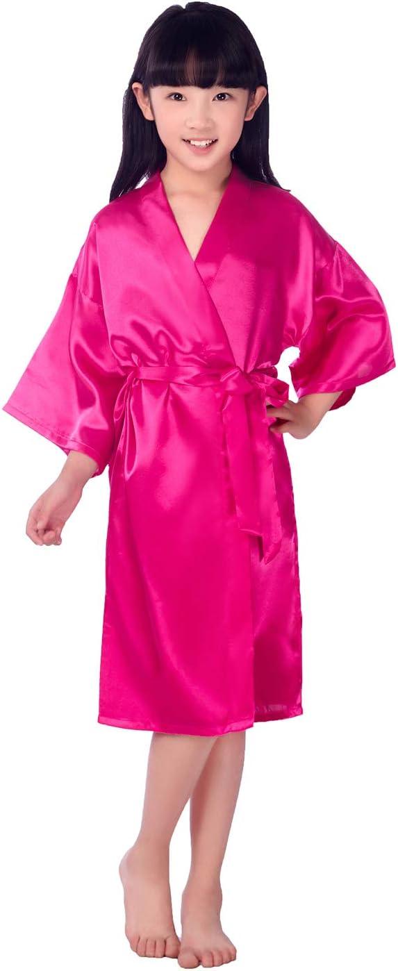 Product image of Kids Girl's Silky Satin Kimono Robe for Spa Wedding Birthday Party Child Children's Gifts
