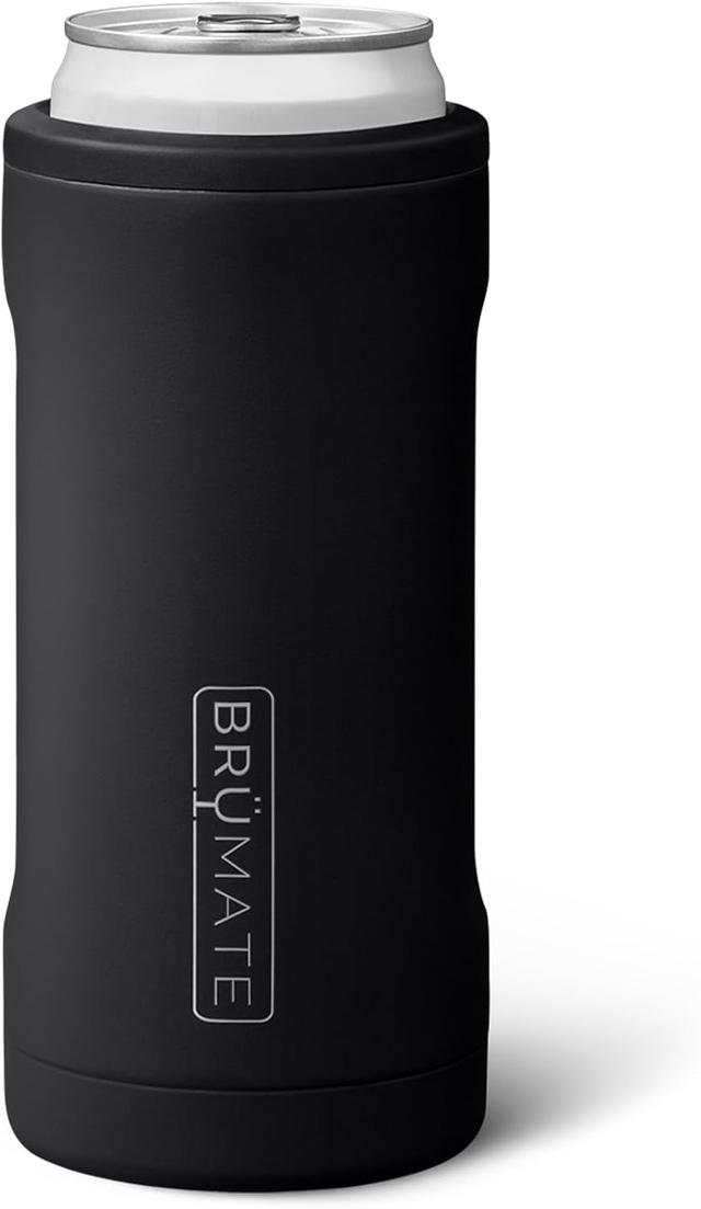 Product image of BrüMate Hopsulator Slim Can Cooler Insulated for 12oz Slim Cans | Skinny Can Insulated Stainless Steel Drink Holder for Hard Seltzer, Beer, Soda, and Energy Drinks (Matte Black)