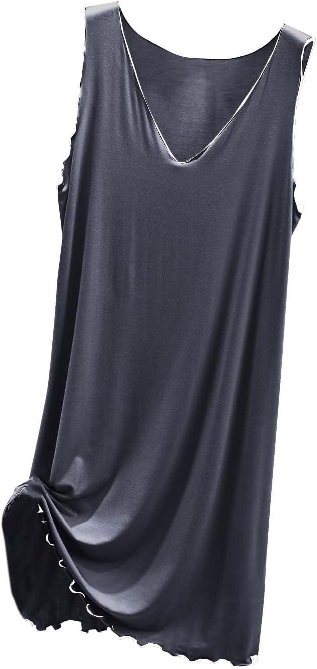 Product image of Sleeveless Nightgowns for Women Loose V Neck Nightshirt Plain Long Tank Sleep Dress Loose Comfy Lounge Sleepwear