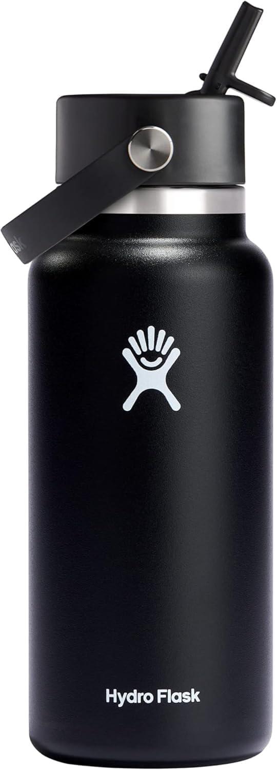 Product image of Hydro Flask Water Bottle - Insulated Stainless Steel - Wide Straw Lid, Non Spill, Leakproof in 32 Oz Black