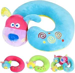 Product image of Kids Neck Pillow for Traveling - Essential for Toddler Road Trips and Airplane Travel Comfortable Travel Pillow for Kids - Cute Dog Plush Toy with Chin Support Kids