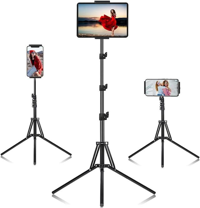 Product image of Ipad Tripod Stand, with 65 inch Height Adjustable iPad Stand Holder & iPad Floor Stand with 360° Rotating iPad Tripod Mount for iPad Pro, iPhone, Kindle, and All 4.5-12.9 Inch Tablets