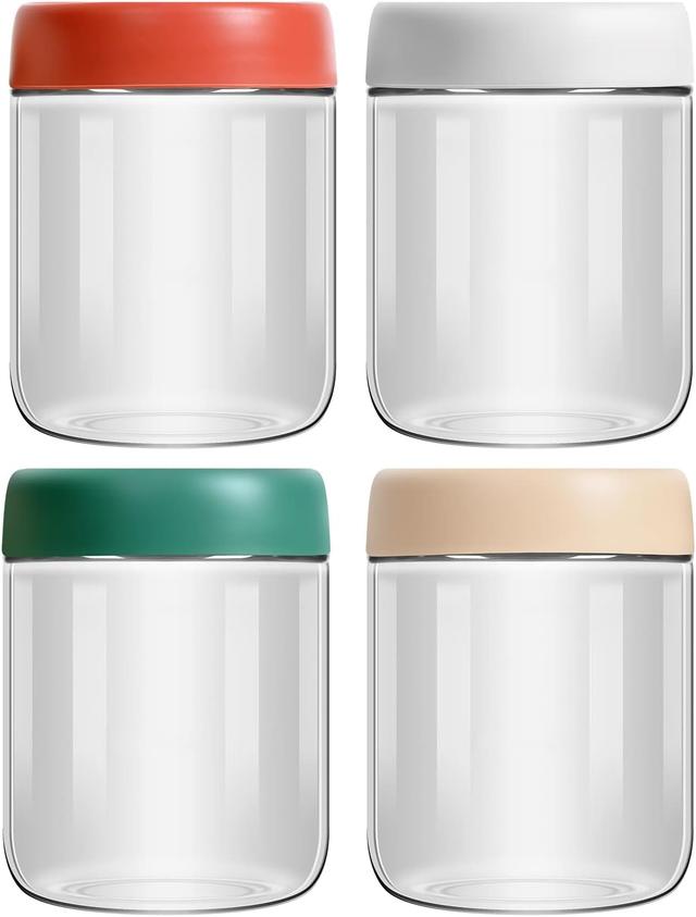 Product image of 4-Pack Overnight Oats Containers with Lids 16oz Glass Mason Jars Meal Prep Salad Food Cereal Snacks Pudding Yogurt Storage