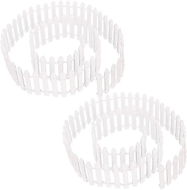 Product image of Prsildan Miniature Fairy Garden Fence, DIY Wood Picket Fence Mini Ornament for Dollhouse (White Two Packs)