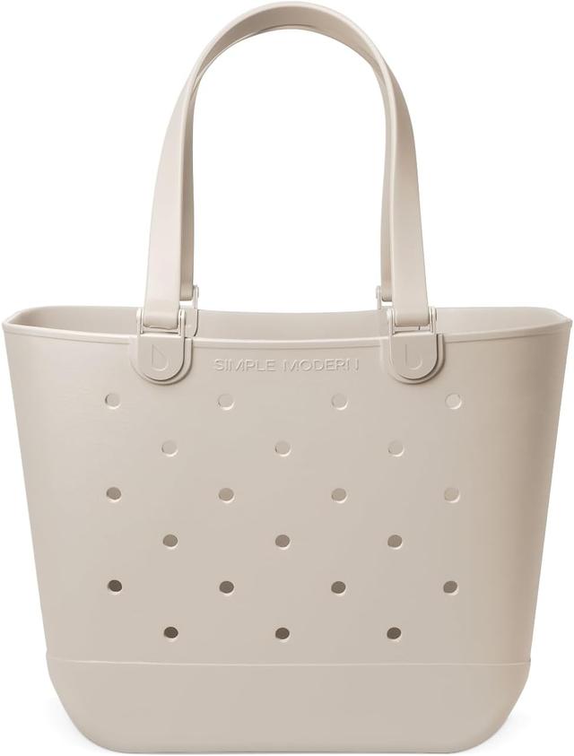Product image of Simple Modern Extra-Large Beach Bag | Waterproof Getaway Rubber Tote with Zipper Pocket for Travel, Pool, Boat, Groceries, Sports | Almond Birch