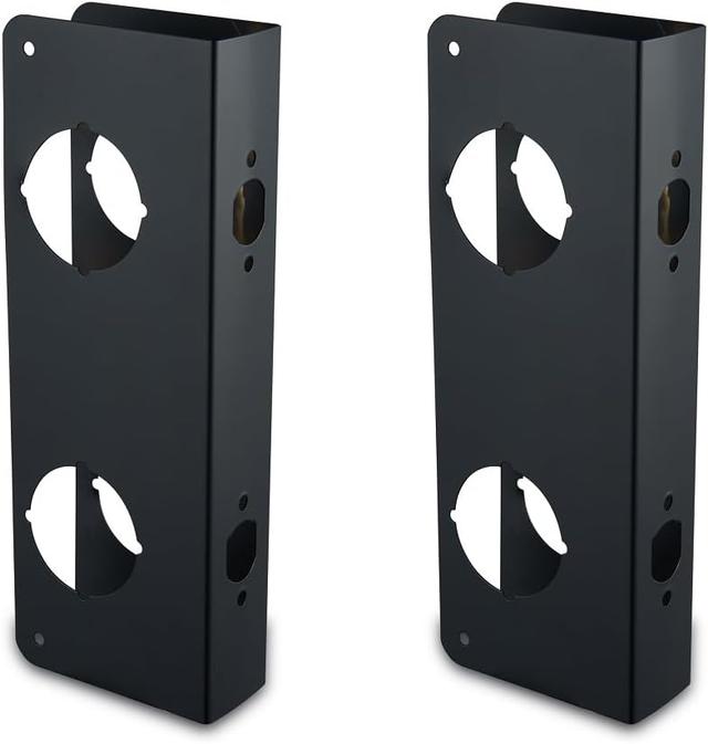 Product image of Door Guard Reinforcer for Extra Security to Your Home and Prevent Unauthorized Entry, 2-3/8 Backset and 5-1/2 Door Hole, Repair Doors in Black Finish 2 PCS