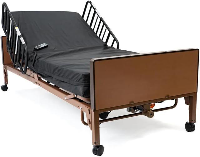 Product image of Fully Electric Hospital Bed Set - Foam Mattress and Half Rails Included - Enhanced Comfort and Convenience
