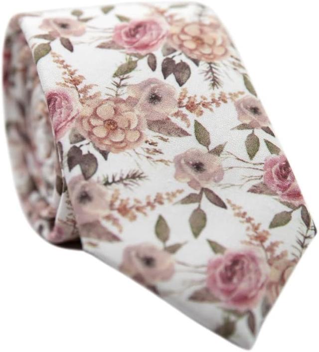 Product image of DAZI Men's Skinny Tie Floral Print Cotton Necktie, Great for Weddings, Groom, Groomsmen, Missions, Dances, Gifts.