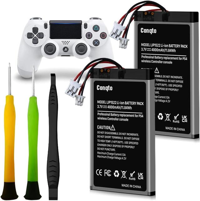 Product image of (2 Pack) Battery for PlayStation 4 Controller, [4000mAh] High Capacity Battery Replacement for PS4 Pro/Slim, Dualshock 4 Controller CUH-ZCT2U CUH-ZCT1E CUH-ZCT1U CUH-ZCT1H with Repair Tool Kit