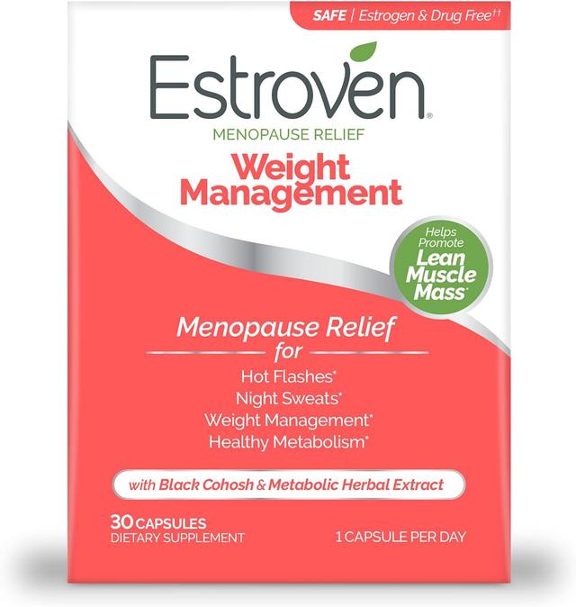 Product image of Estroven Weight Management for Menopause Relief - 30 Ct. - Clinically Proven Ingredients Help Manage Weight, Provide Night Sweats & Hot Flash Relief - Drug-Free & Gluten-Free Caplets