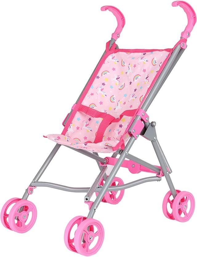 Product image of Dream Collection, Doll Stroller - Metal Fold Up and Down Umbrella Stroller for Realistic Pretend Play, Pink - 23”