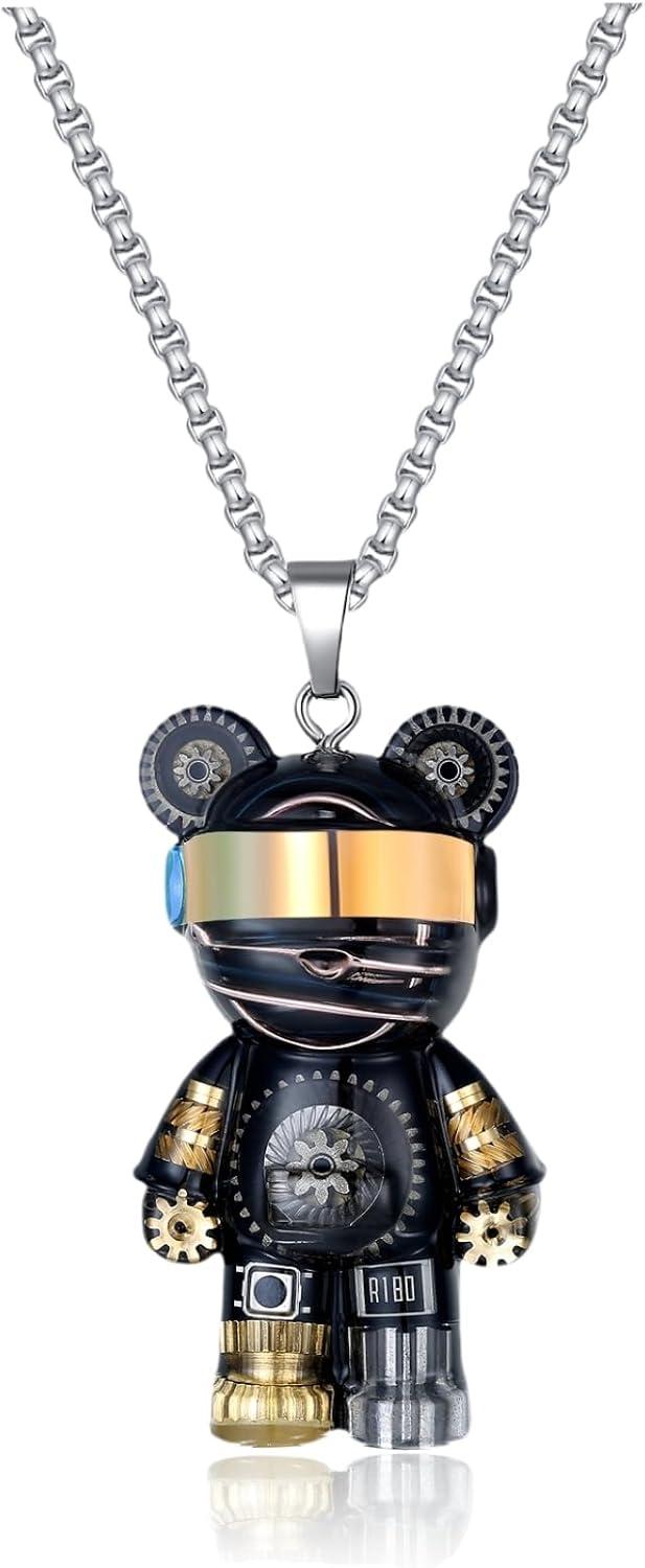Product image of Unique Bear Necklace - Handcrafted Original Design Pendant - Perfect Steampunk Jewelry Gift for Men & Women in Elegant Box