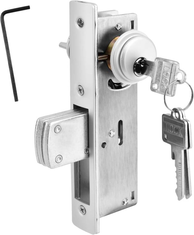 Product image of Storefront Mortise Door Lock, Commercial Mortise Lock with Lock Cylinder Aluminum Door Locks Double Cylinder Hook Deadbolt Lock Set for Storefront Entry Doors