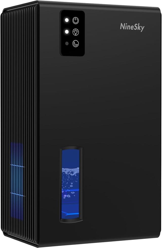 Product image of NineSky Dehumidifier for Home, 95 OZ Water Tank, (1000 sq.ft) Dehumidifiers for Bathroom Bedroom Basement with Auto Shut Off,7 Colors LED Light (Black)