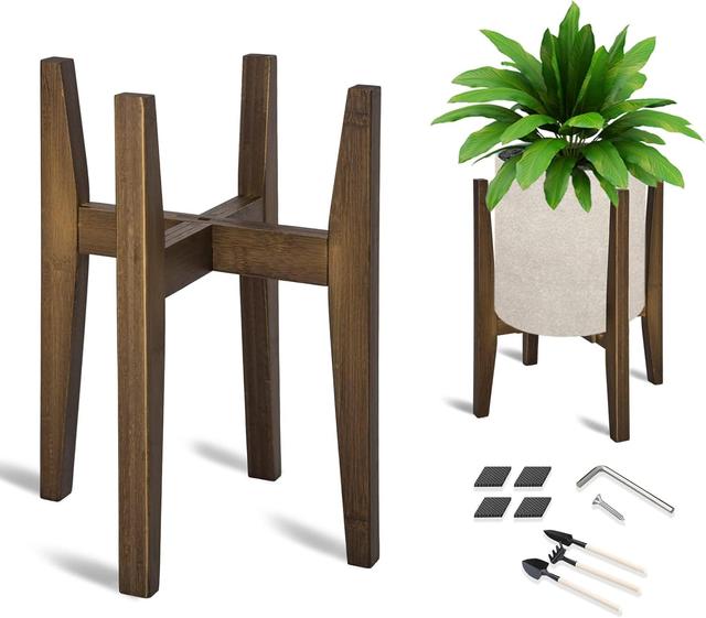 Product image of OERGKE Adjustable Plant Stand, Bamboo Mid Century Modern Indoor Plants Stands, Corner Flower Holder for Living Room, Fits 8 to 12 Inches Pots, (Pot & Plant Not Included)(Walnut, 1 Pack)