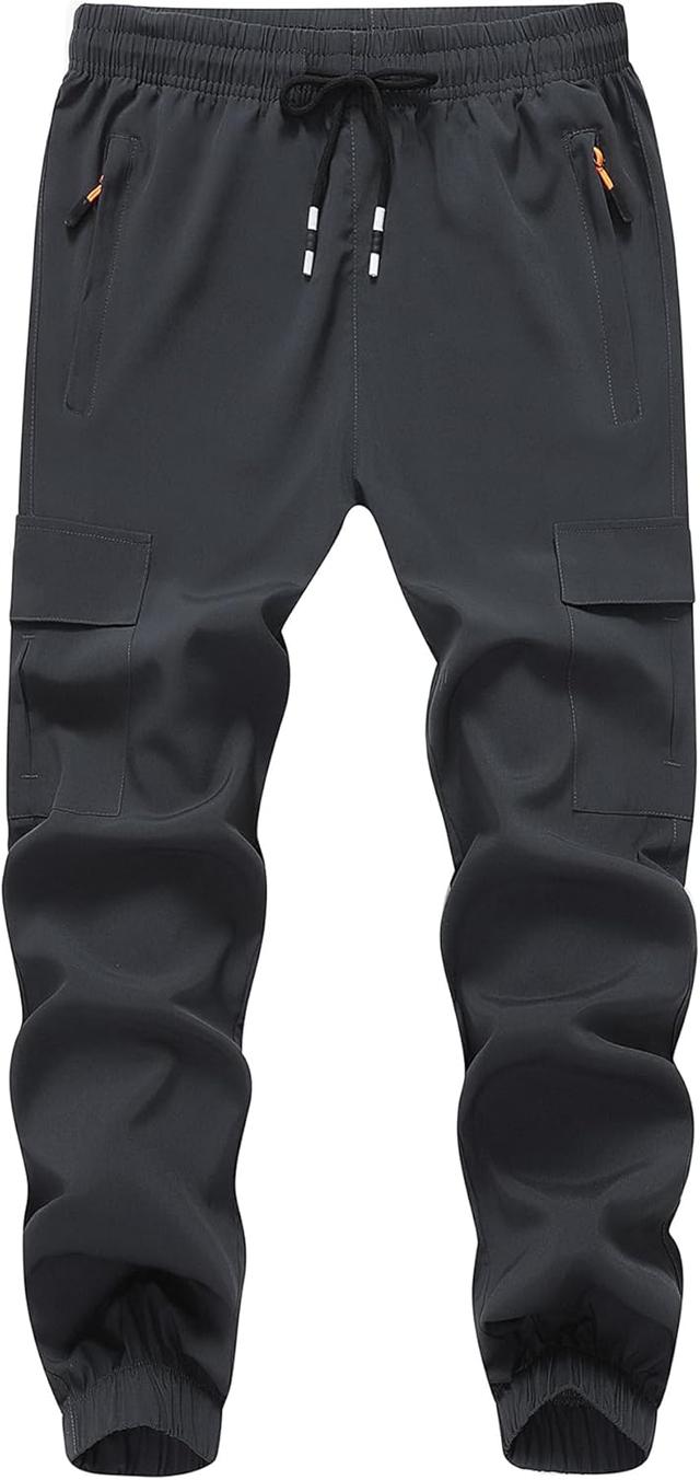 Product image of Boy's Cargo Joggers Pants Youth Quick Dry Hiking Lightweight Pants for Sports Outdoor with Zipper Pockets