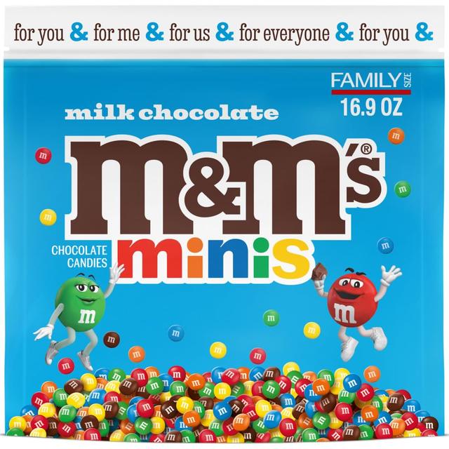 Product image of M&M'S MINIS Milk Chocolate Candy Assortment, Family Size, 16.9 oz Resealable Bulk Chocolate Candy Bag