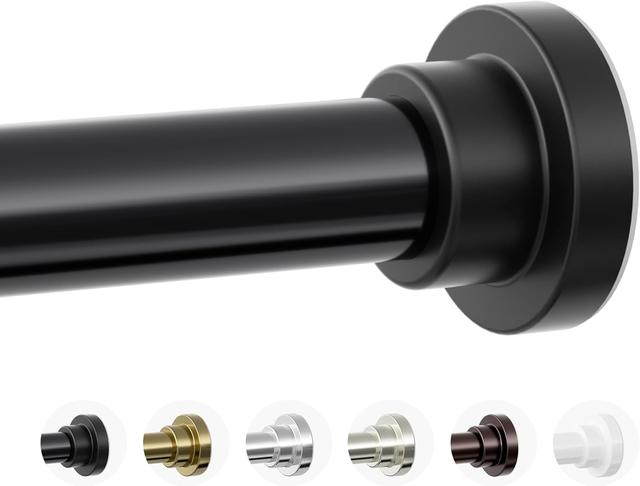 Product image of Shower Curtain Rod, 1" Diameter Heavy Duty Tension Shower Rod, Non Slip Adjustable 28-74 inch No Drilling Shower Curtain Rods Spring Tension For Bathroom, Shower Stall, No Rust, Black