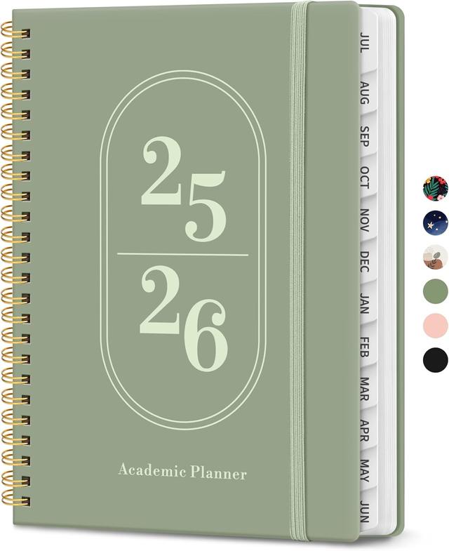 Product image of Planner 2025-2026, Academic Year Weekly and Monthly Calender Planner, July 2025 - June 2026, Spiral Bound School Planning Tool, Perfect for Teacher, Student, Women & Men - A5 (6.3" x 8.5"), Green