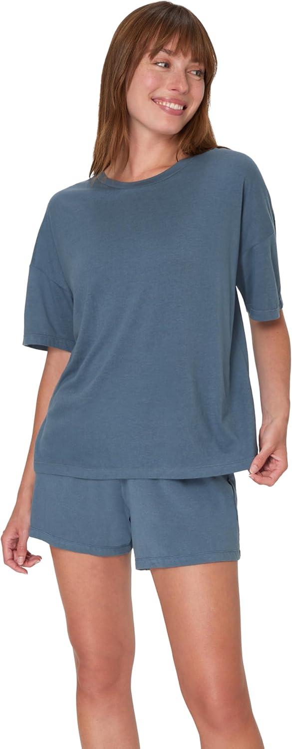 Product image of Hanes Women's Originals 2 Piece Lounge, Comfywear Supersoft Boxy T-Shirt & Sleep Shorts Loungewear Set