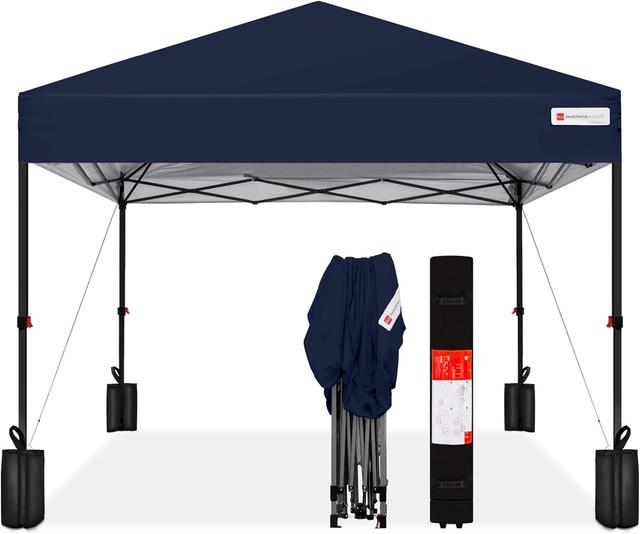 Product image of Best Choice Products 10x10ft 1-Person Setup Pop Up Canopy Tent Instant Portable Shelter w/ 1-Button Push, Case, 4 Weight Bags - Blue