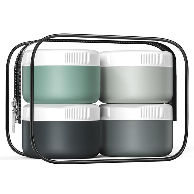 Product image of Travel Containers for Toiletries, Silicone Cream Jars BPA Free, TSA Approved 2oz Travel Size Containers, Leak-proof Travel Essentials with Lid for Cosmetic Face Hand Body Cream (4 Pack)