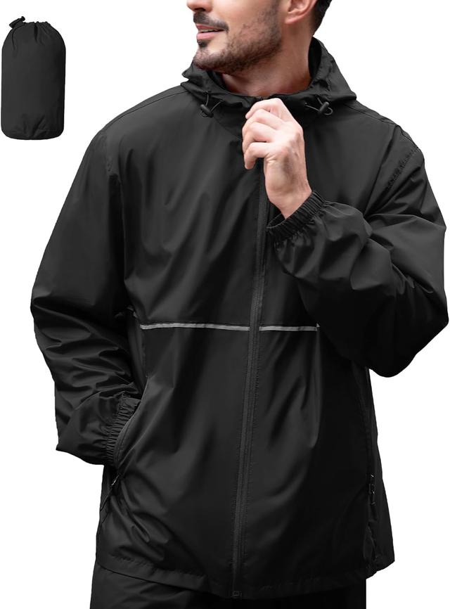 Product image of ZITY Men's Rain Jacket Waterproof with Hood Lightweight Raincoat for Golf Hiking Camping Cycling
