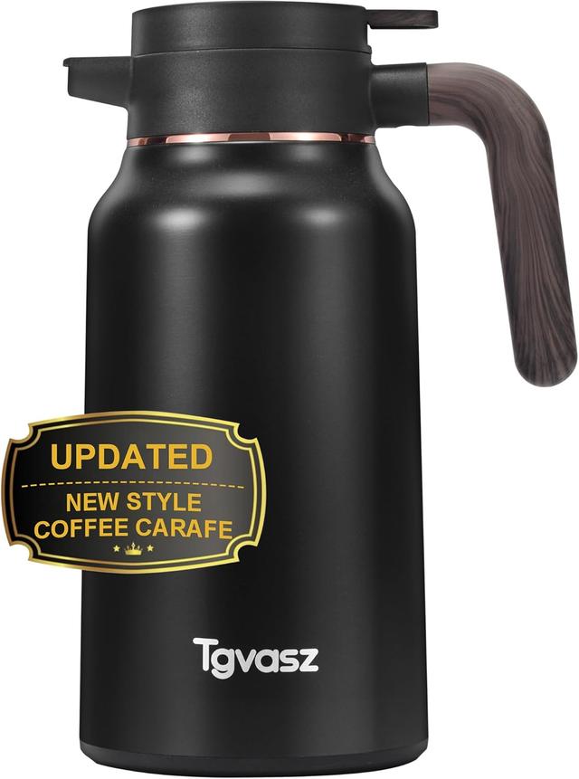Product image of Thermal Coffee Carafe 70 oz - 36 Hour Hot Stainless Steel Carafes for Hot Liquids-Insulated Coffee Carafes For Keeping Hot/Cold Coffee, Tea, Water, Drink Dispenser for Parties(Black)