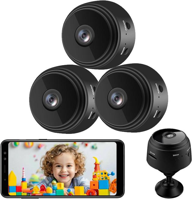 Product image of 3 Pack Hidden Spy Camera, WiFi Mini HD 1080P Wireless Camera for Home Office Security, Small Nanny Cam with Motion Sensor Night Vision, APP Control Camera for Baby, Pets(Video Only)