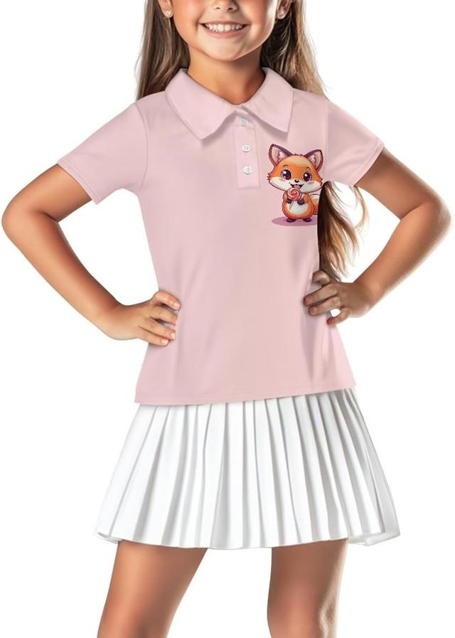 Product image of Girls Athletic Shirts Size 5-16 Short Sleeve Button-Down Golf Polo Shirts