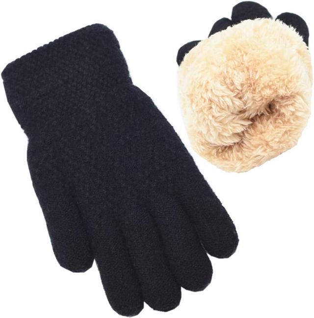 Product image of Winter Gloves for Boys Girls - Kids Warm Knit Thermal Cable Knitted Gloves Wool Fleece Lined Mittens for Cold Weather