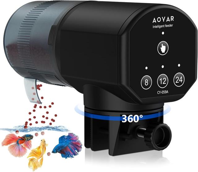 Product image of Automatic Fish Feeder Dispenser for Aquarium: 200ml Large Capacity Auto Feeders for Small Tank Turtle Betta Koi - Battery Food Feeding Timer for Flakes Pellet Vacation Weekend Day