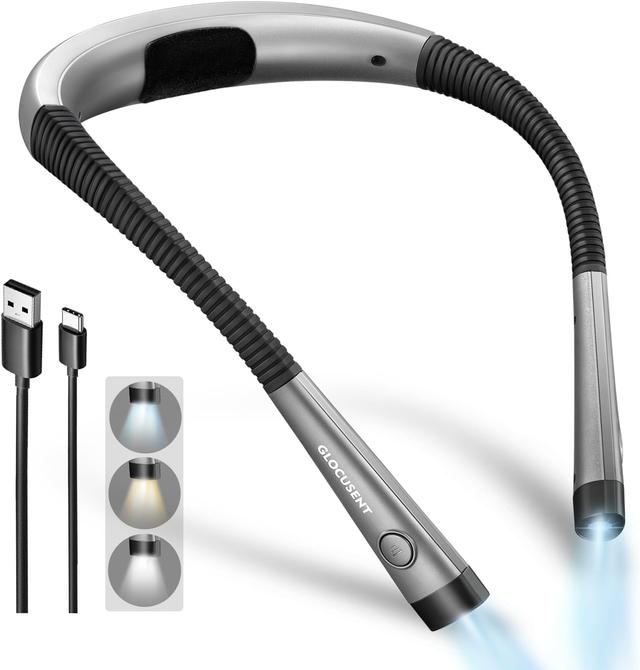 Product image of Glocusent Book Light, 3-Color & 6-Brightness Reading Light, Bendable Neck Light, 80-hr Lasting Rechargeable Lamp, Perfect Book Light for Reading in Bed, Knitting, Camping, Repairing, Book Lovers Gifts