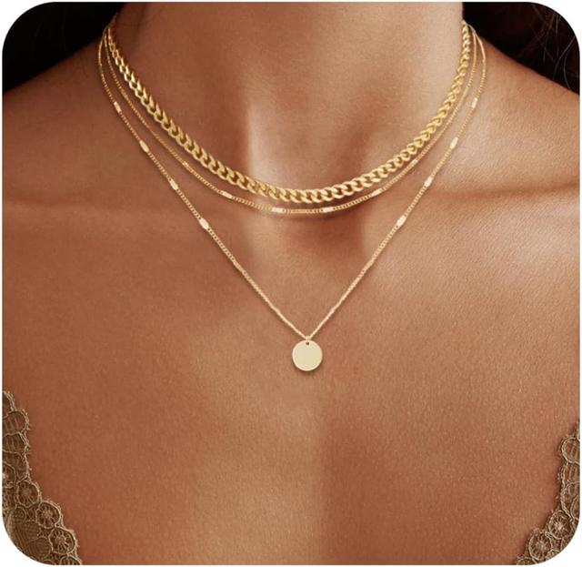 Product image of 14K Gold Plated Layering Necklaces For Women Gold Necklace Set, Cuban Link, Snake Chain, Paperclip Layered Chains, Twisted Rope and Twisted Chain, Trendy Layering Necklace