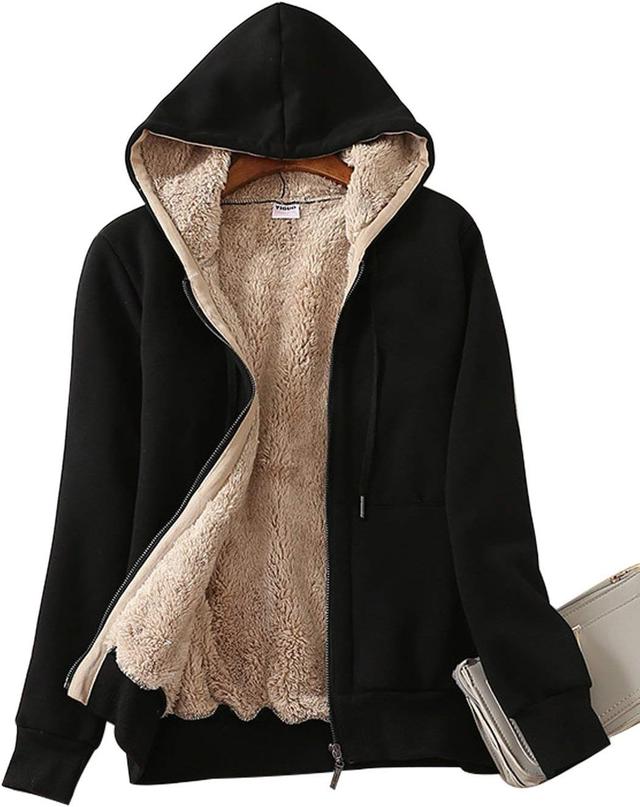 Product image of Yeokou Women's Casual Full Zip Up Sherpa Lined Hoodie Sweatshirt Jacket Coat