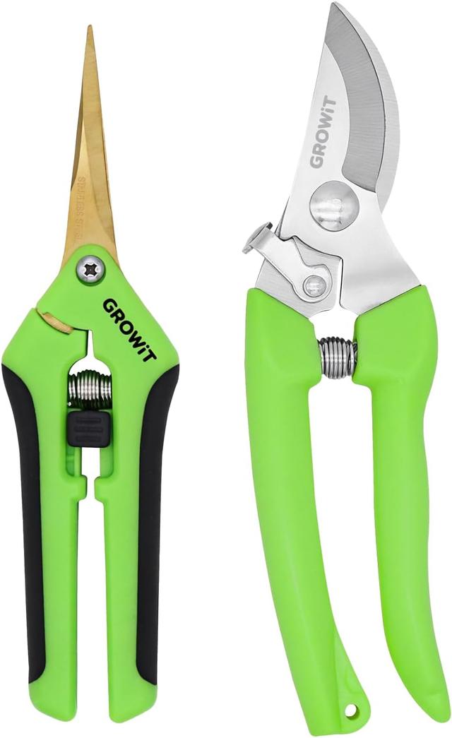 Product image of Pruning Shears & Gardening Scissors Set - 7" Titanium Coated Sharp Garden Clippers, Stainless Steel Flower Shears for Plant - Garden Pruners, Florist Scissors with Non-Slip Grip