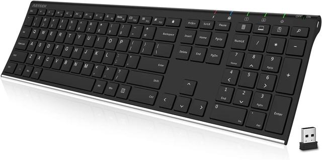 Product image of Arteck 2.4G Wireless Keyboard Stainless Steel Ultra Slim Full Size Keyboard with Numeric Keypad for Computer/Desktop/PC/Laptop/Surface/Smart TV and Windows 10/8/ 7 Built in Rechargeable Battery