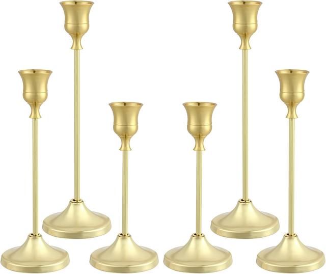 Product image of Candlestick Holders 6PCS, Metal Taper Candle Holder, Gold Candle Holders for Pillar Candles, Candle Holder for Halloween Decorations