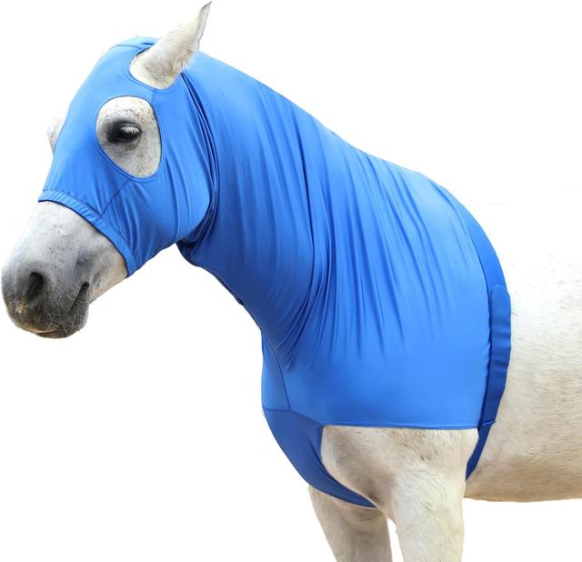 Product image of Stretch Horse Slinky Hood Spandex Mane Stay Hoods with Zipper Blue Large