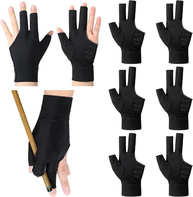 Product image of Civaner 8 Pcs 3 Fingers Pool Gloves Billiards Left Hand Cue Sport Show Gloves for Women Men Billiard Shooters Carom Sports Accessories