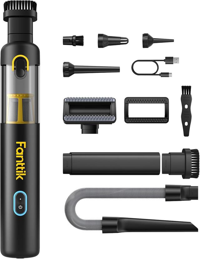 Product image of Fanttik Slim V8 Apex Car Vacuum, 4-in-1 Portable Mini Cordless Vacuum with 19000pa Suction Power, Type-C Charge, 2 Suction Modes, Handheld Vacuum for Car, Office Desk, Keyboards (Black)